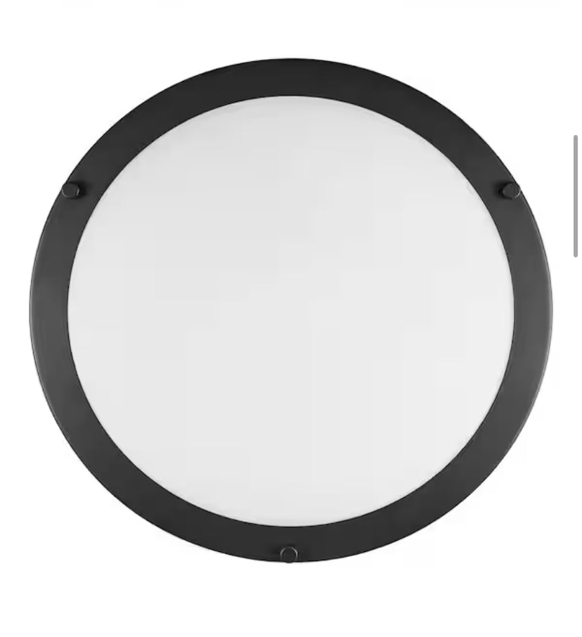 Flaxmere 14 in. Modern Matte Black Selectable CCT Integrated LED Flush Mount for Kitchens