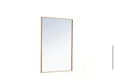 Timeless Home 28 in. W x 42 in. H x Contemporary Metal Framed Rectangle Brass Mirror