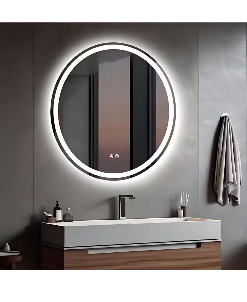 24 in. W x 24 in. H Round LED Anti-Fog Frameless Wall Mirror Bathroom Vanity Mirror With Front Light And Backlight