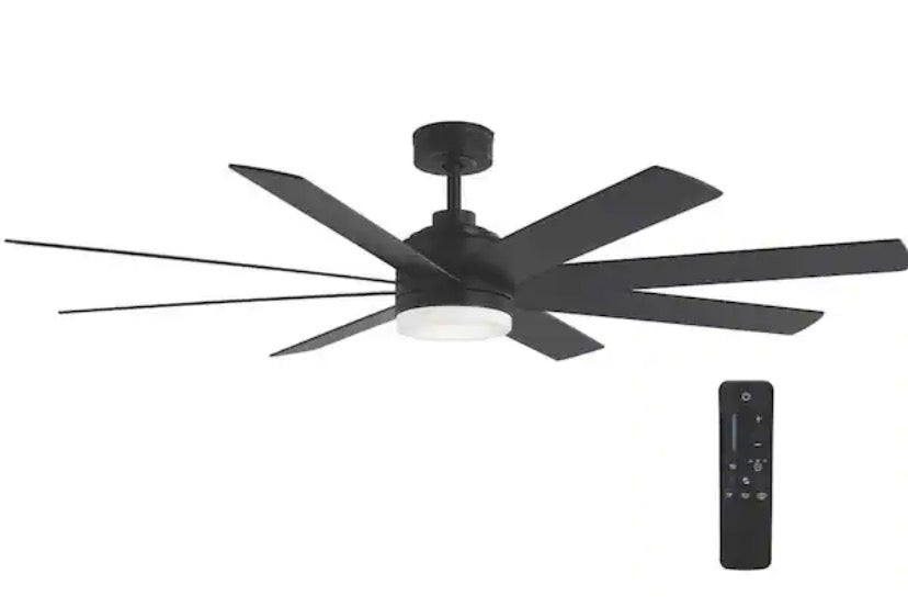 Celene 62 in. LED Indoor/Outdoor Matte Black Ceiling Fan with Light and Remote Control with Color Changing Technology