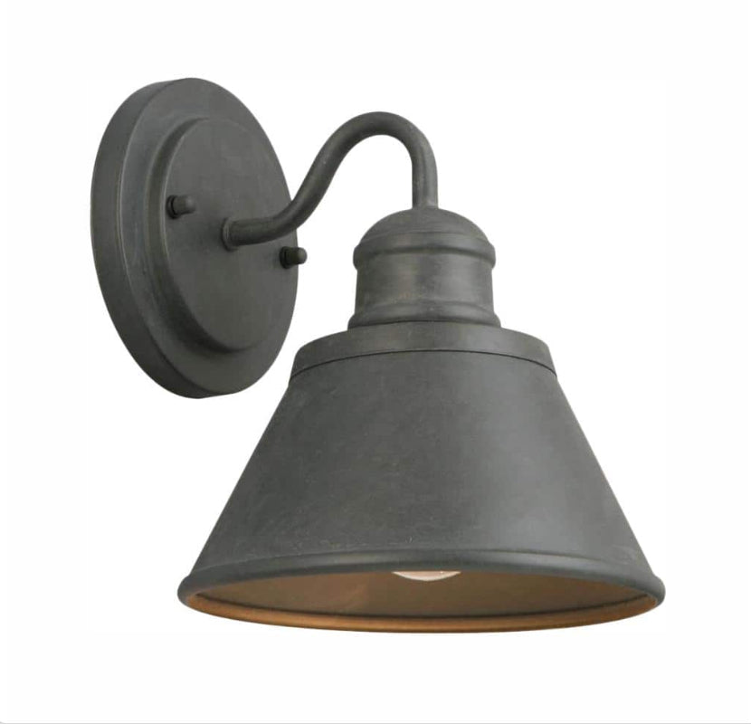 9.5 in. 1-Light Zinc Barn Outdoor Wall Light Sconce Lantern