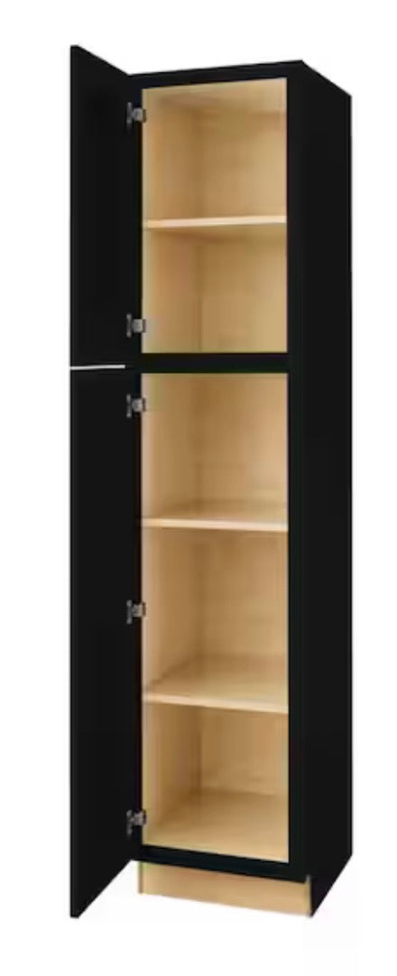 Avondale 18 in. W x 24 in. D x 84 in. H Ready to Assemble Plywood Shaker Pantry Kitchen Cabinet in Raven Black