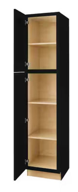 Avondale 18 in. W x 24 in. D x 84 in. H Ready to Assemble Plywood Shaker Pantry Kitchen Cabinet in Raven Black