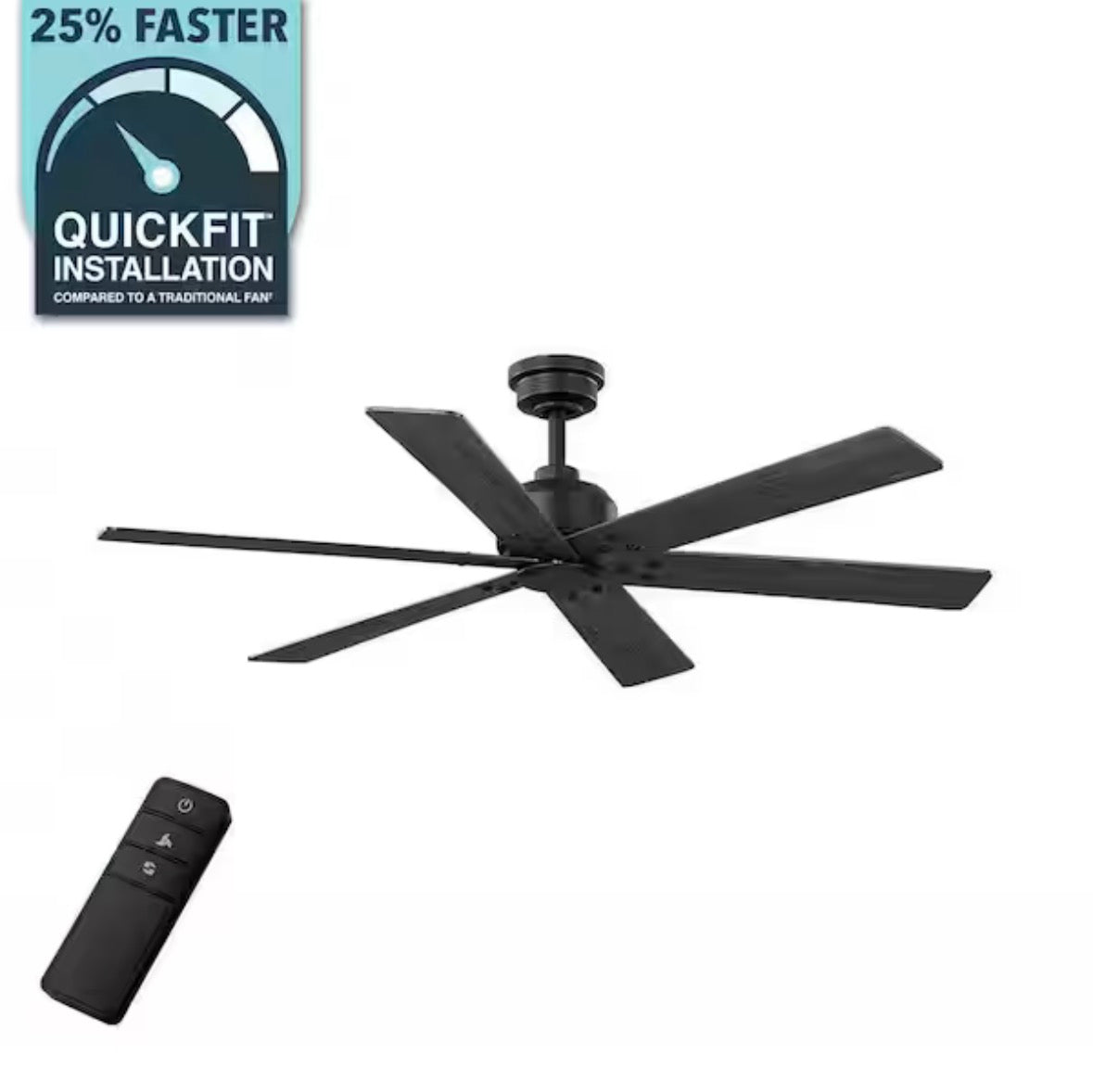Cortaine 54 in. Indoor/Outdoor Matte Black Ceiling Fan with DC Motor and Remote Control Included