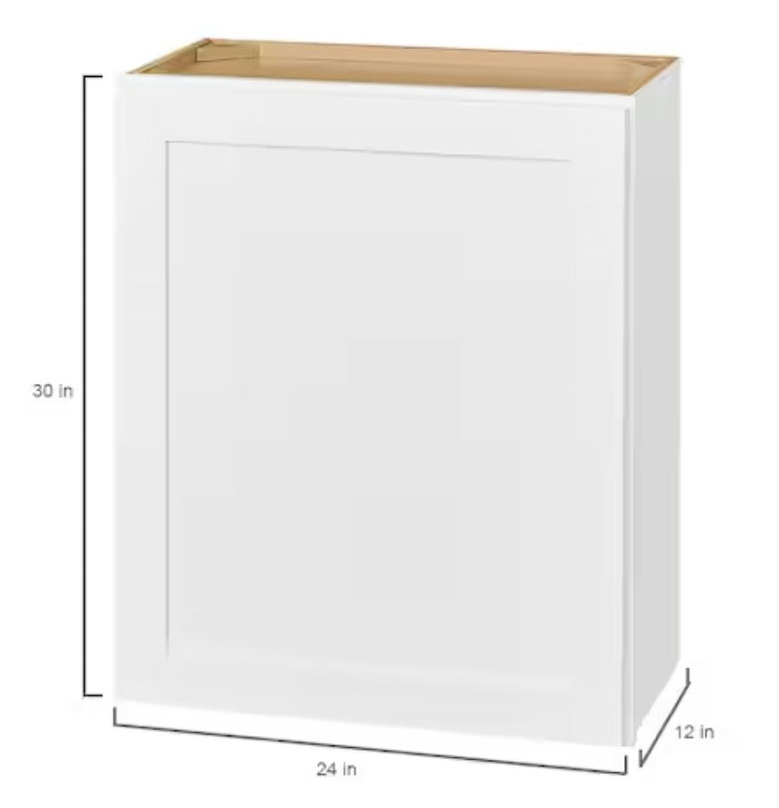 Avondale 24 in. W x 12 in. D x 30 in. H Ready to Assemble Plywood Shaker Wall Kitchen Cabinet in Alpine White