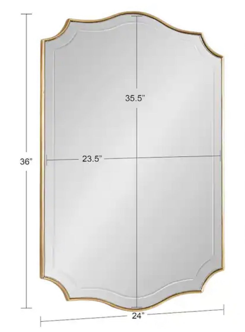 Hollyn 24.02 in. W x 35.98 in. H Gold Scalloped Traditional Framed Decorative Wall Mirror