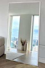 32 in. W x 71 in. H Oversized Aluminum Alloy Rectangle Full Length Silver Wall Mounted/Standing Mirror Floor Mirror