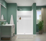 ShowerCast 48 in. L x 34 in. x 74 in. H Alcove Shower Kit with NexTile Shower Wall and Center Shower Pan in White
