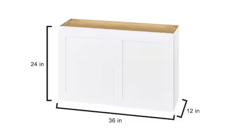 Avondale Shaker Alpine White Quick Assemble Plywood 36 x 24in Wall Bridge Kitchen Cabinet (36 in W x 24 in H x 12 in D)