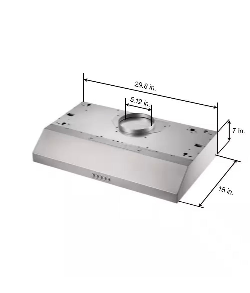 30 in. 320CFM Convertible Under Cabinet Range Hood in Stainless Steel