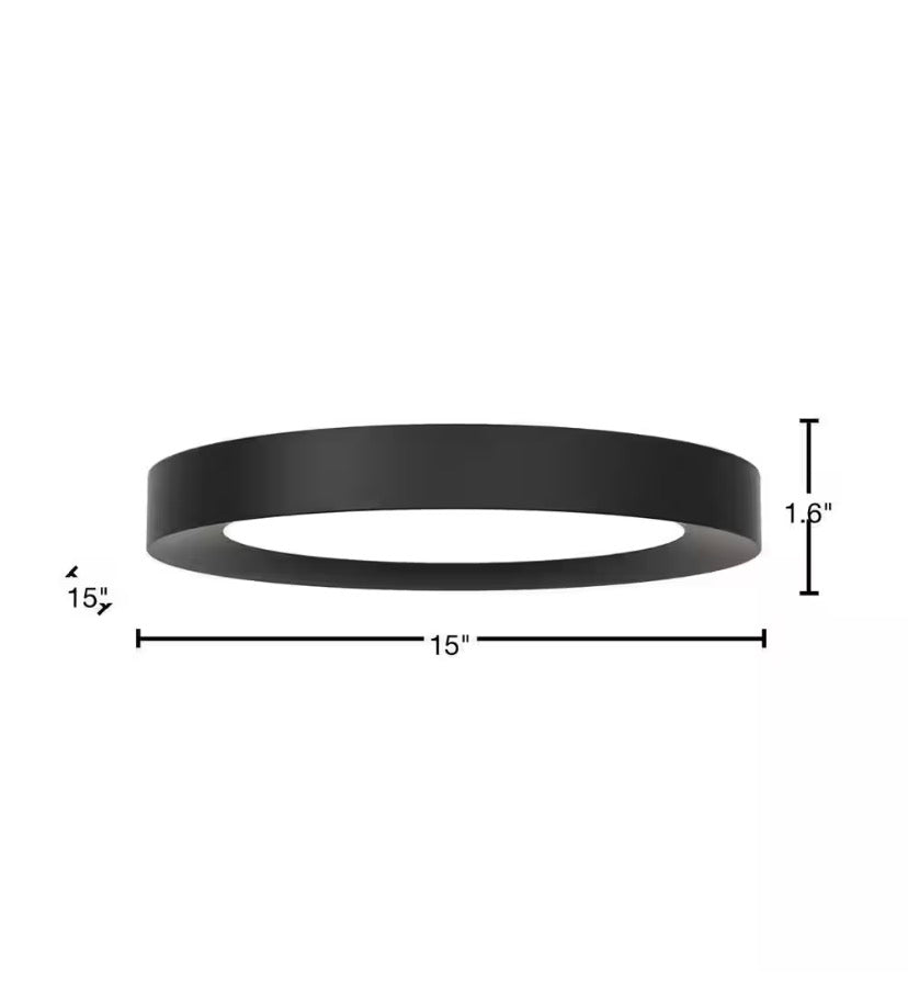 Calloway 15 in. Matte Black Selectable LED Flush Mount