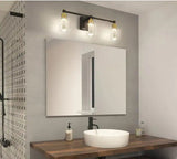 Champagne Globe 26 in. 3 Light Black & Gold Modern Integrated LED 5 CCT Vanity Light Bar for Bathroom with Bubble Glass