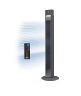 48 in. 12-Speed Oscillating Tower Fan in Gray, Quiet Operation, DC Motor, Remote Control and 12-Hour Timer, 12 in. Dia
