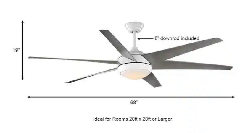 Windward 68 in. White Color Changing Integrated LED Matte White Ceiling Fan with Light Kit, DC Motor and Remote