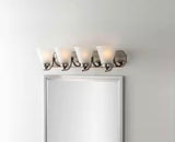 Tavish 30 in. 4-Light Brushed Nickel Classic Vanity with Frosted Glass Shade