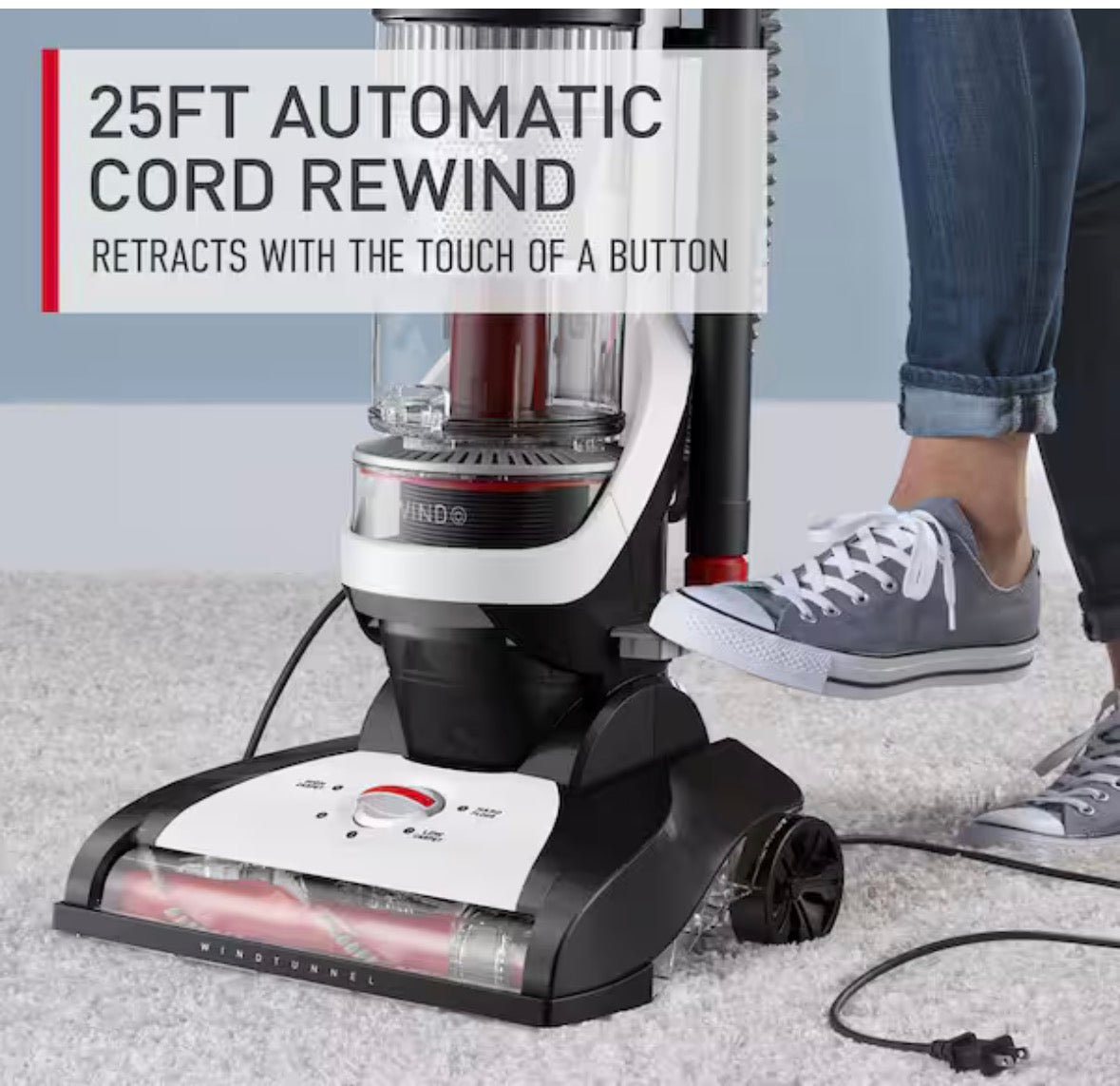 WindTunnel Bagless Pet Upright Vacuum Cleaner with Automatic Cord Rewind For Carpet, Hardwood, and Upholstery
