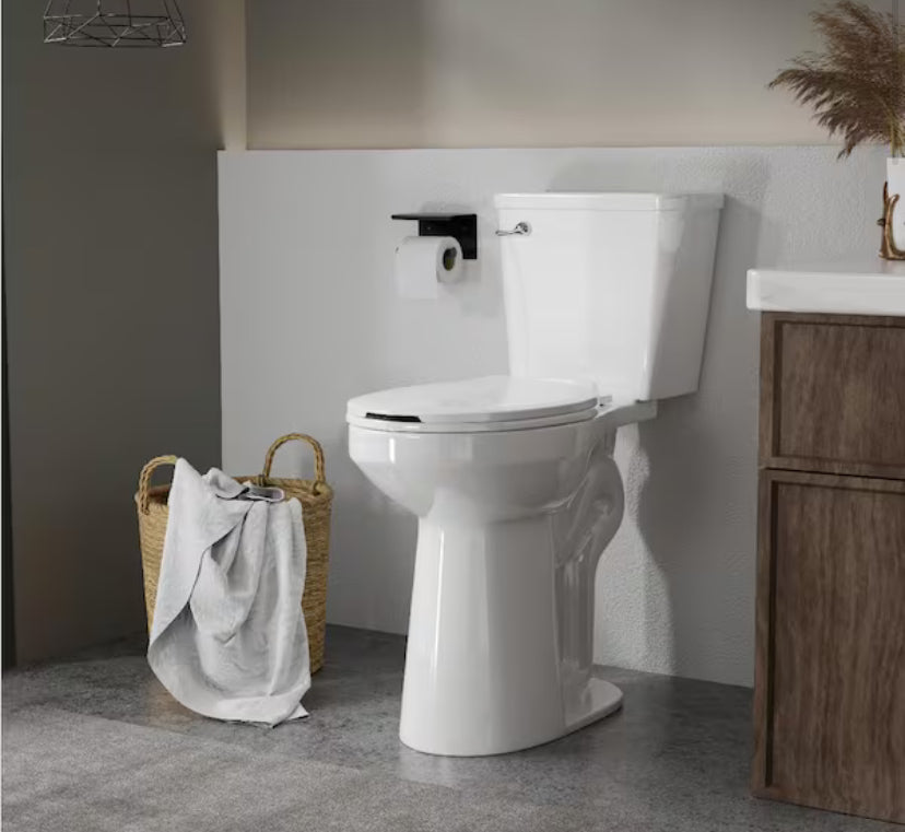 Tall Toilets for Seniors 21 in 2-Piece 1.28 GPF Single Flush Elongated Raised Toilet in White, Soft Close Seat Included