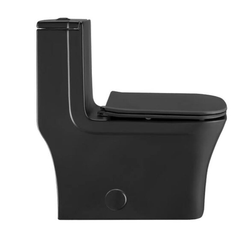 Concorde One-Piece 1.6 GPF Dual Flush Square Toilet in Black