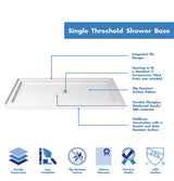 ShowerCast 60 in. x 30 in. Single Threshold Shower Pan in White with Modern Square Chrome Shower Drain Cover Left Drain
