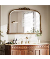 Antique Gold 44 in. W x 32 in. H Arched Polyurethane Framed with Decoration Antique Vanity Wall Mirror