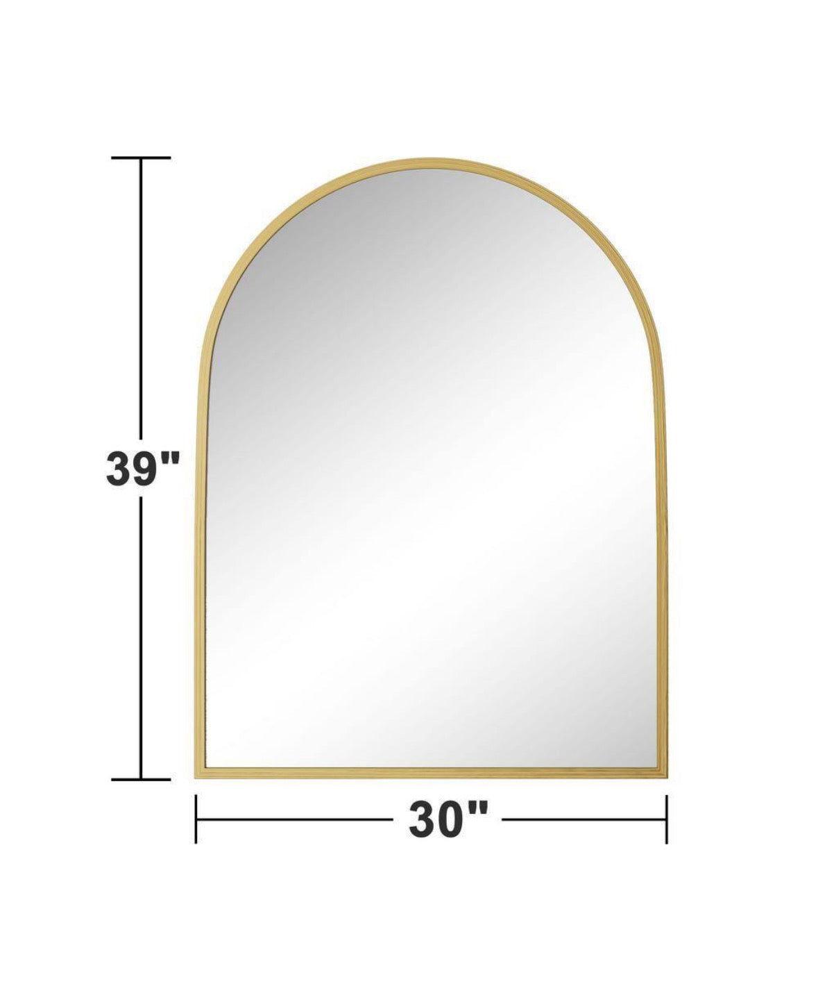 30 in. W x 40 in. H Arched Mirror for Bathroom Entryway Wall Decor Metal Frame Wall Mounted Mirror in Gold 2-Pieces