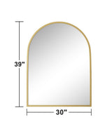 30 in. W x 40 in. H Arched Mirror for Bathroom Entryway Wall Decor Metal Frame Wall Mounted Mirror in Gold 2-Pieces