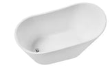 51 in. x 28 in. Acrylic Freestanding Soaking Bathtub in Glossy White with Polished Chrome Drain, Bamboo Tray