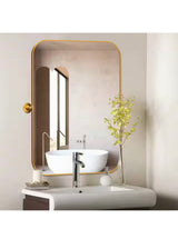 24 in. W x 36 in. H Modern Rectangle Metal Framed Pivoted Wall Vanity Mirror