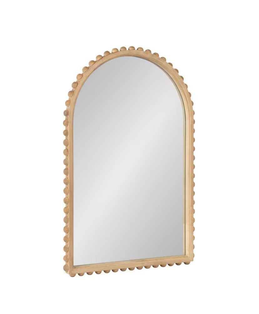 Beadbrook Natural 20 in. W x 30 in. H Arch Wood Framed Mirror