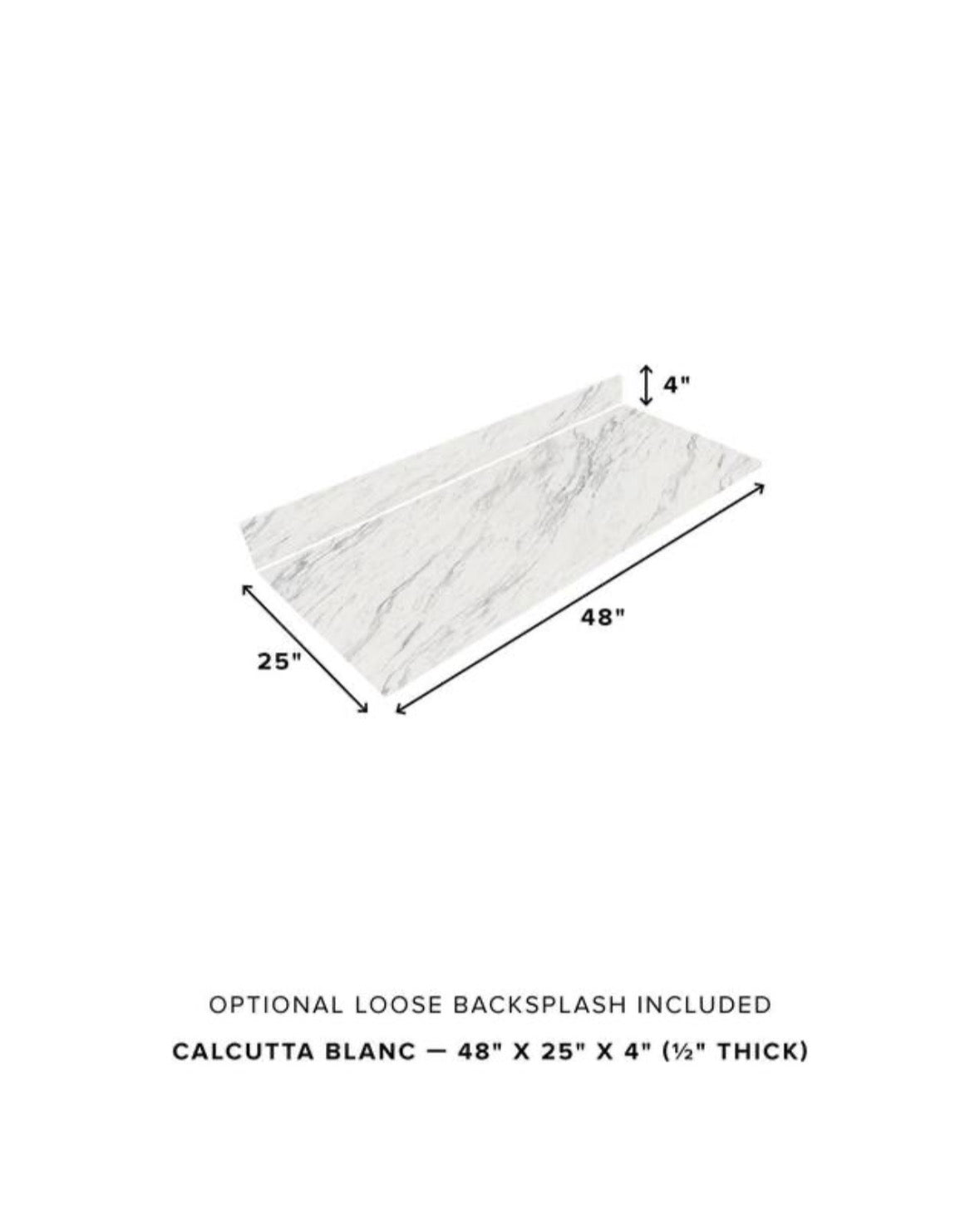 4 ft. L x 25 in. D Engineered Composite Countertop in Calcutta Blanc with Satin Finish