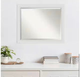 Flair Soft White Narrow 32 in. H x 26 in. W Framed Wall Mirror
