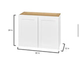 Avondale 30 in. W x 12 in. D x 24 in. H Ready to Assemble Plywood Shaker Wall Bridge Kitchen Cabinet in Alpine White