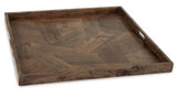 Heddford Brown Square Wood 27 in. Decorative Tray