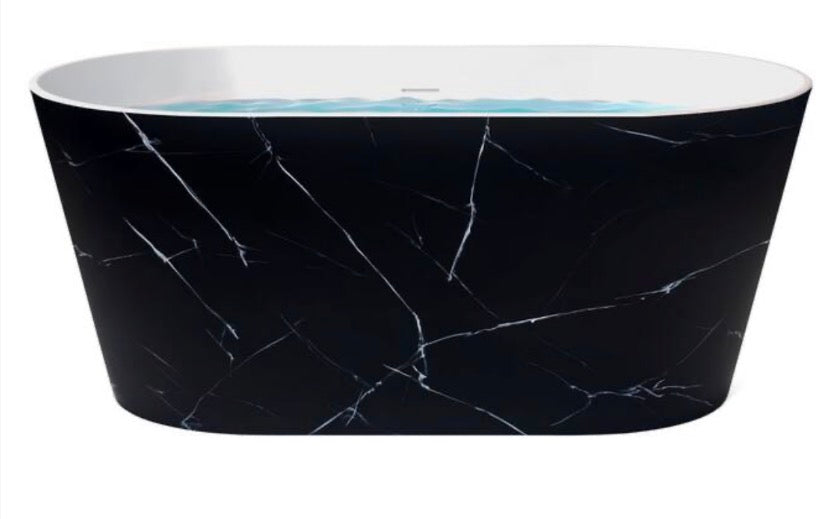 53.9 in. Acrylic Double Ended Flat-bottom Non-Whirlpool Bathtub in Black Patterns