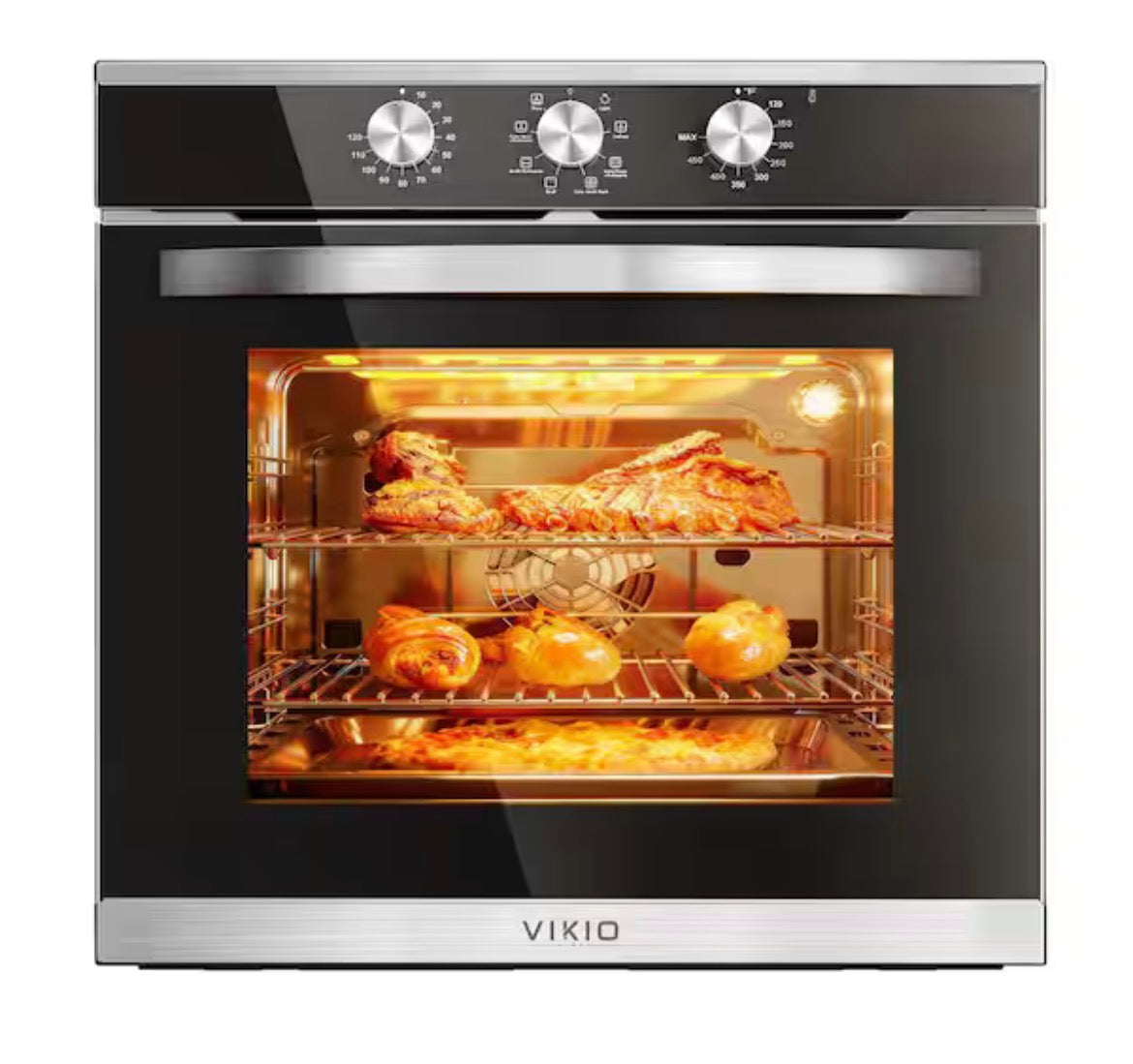 24 in. 2.83 cu. ft. single Electric Wall Oven with Convection and Manual Clean in Stainless Steel, Tempered Glass Door