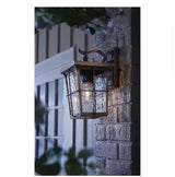 Barrington 11.25 in. 1-Light Golden Bronze Hardwired Outdoor Wall Light Lantern Sconce with Clear Water Glass