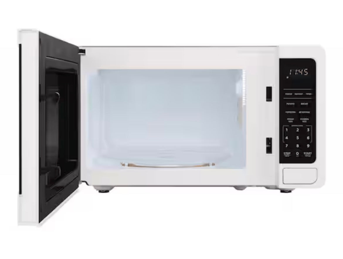 0.7 cu. ft. Electric 700-W Countertop Microwave in White with Turntable, 6-Heating Functions, and 2-Step Lock System