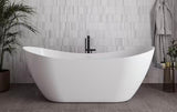 71 in. x 32 in. Acrylic Freestanding Soaking Bathtub in Glossy White with Matte Black Drain