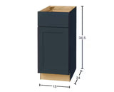 Avondale 15 in. W x 24 in. D x 34.5 in. H Ready to Assemble Plywood Shaker Base Kitchen Cabinet in Ink Blue
