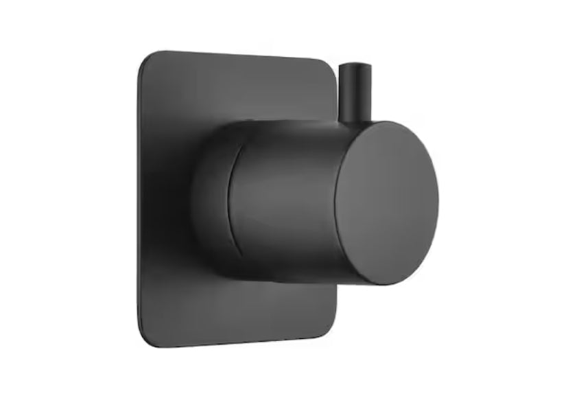 Set of 1 3/4" Cast Metal Master Shower Volume Control Handle Valve Body, Matte Black