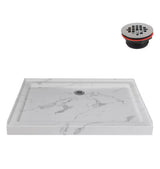 NTM-896-48MB-AL 48 in. x 36 in. Alcove Acrylic Shower Pan Base in Matte Marble with Center Drain, Drain Included