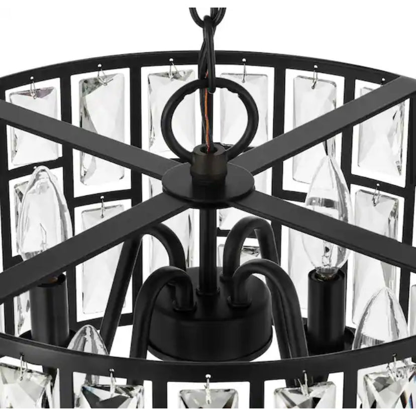 Kristella 4-Light Black Crystal Chandelier