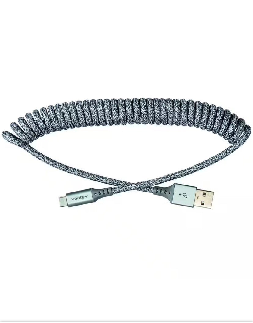 14 in. Chargesync USB-C Helix Cable in Grey