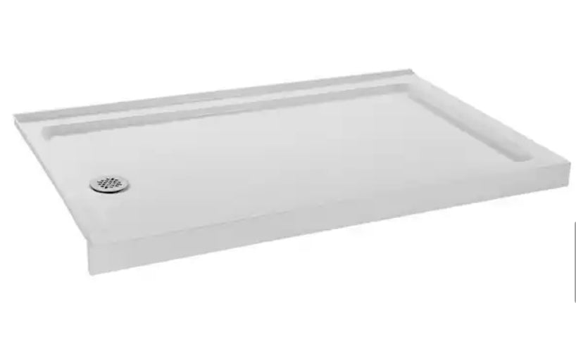 NT-164-60WH-LF 60 in. L x 36 in. W Corner Acrylic Shower Pan Base, Glossy White with Left Hand Drain, ABS Drain Included