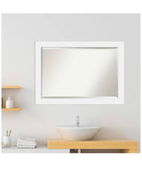 Corvino White 41 in. x 29 in. Beveled Rectangle Wood Framed Bathroom Wall Mirror in White