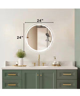 24 in. W x 24 in. H Round LED Anti-Fog Frameless Wall Mirror Bathroom Vanity Mirror With Front Light And Backlight