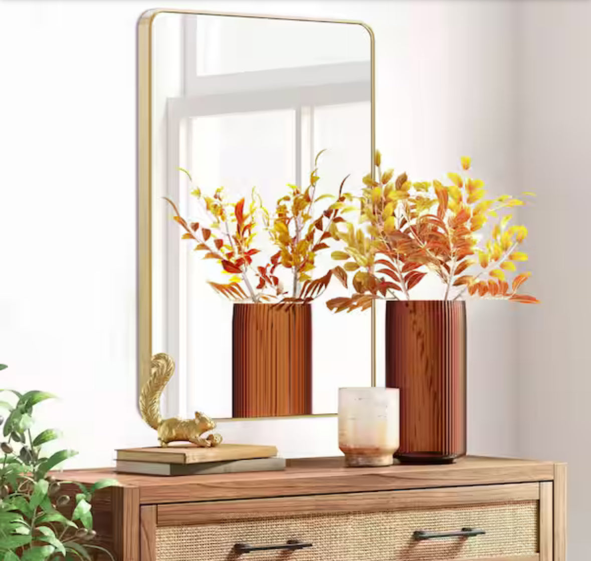 20 in. W x 30 in. H Gold Vanity Rectangle Wall Mirror Aluminum Alloy Frame Bathroom Mirror