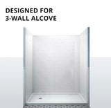 ShowerCast 60 in. x 30 in. Single Threshold Shower Pan in White with Modern Square Chrome Shower Drain Cover Left Drain