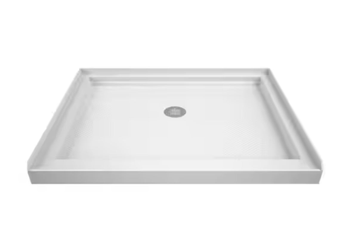 SlimLine 36 in. x 36 in. Single Threshold Alcove Shower Pan Base in White with Center Drain