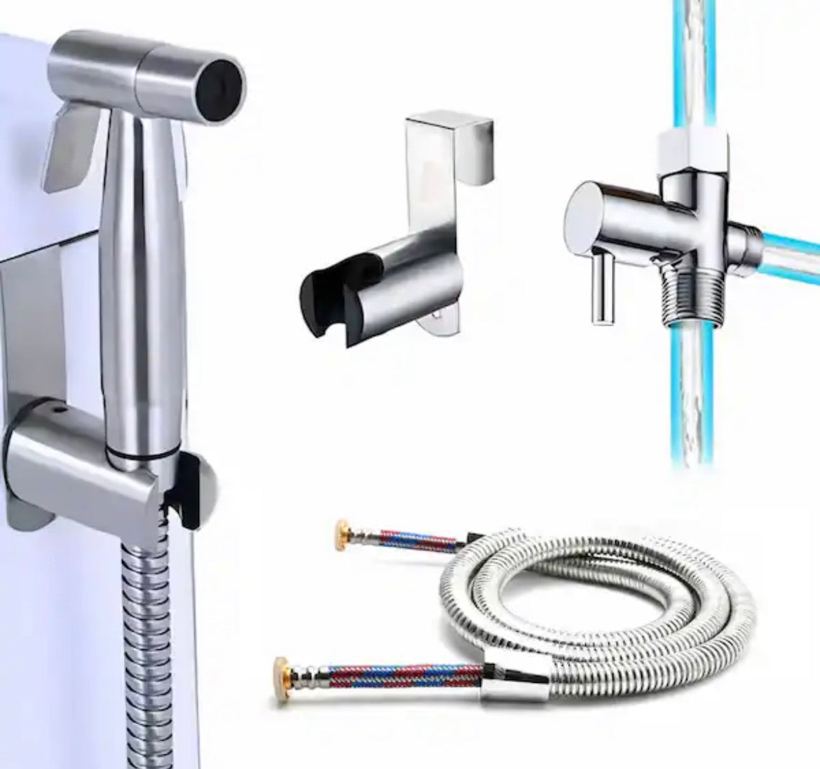 Non-Electric Stainless Steel Handheld Bidet Sprayer for Toilet Bidet Attachment Easy to Install Cloth Diaper Sprayer Set